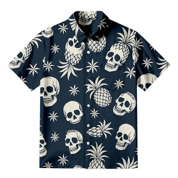 Personality fashionPineapple Skull Aloha Button-up Shirt