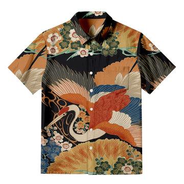 Personality fashionJapanese Colorful Crane Button-up Shirt