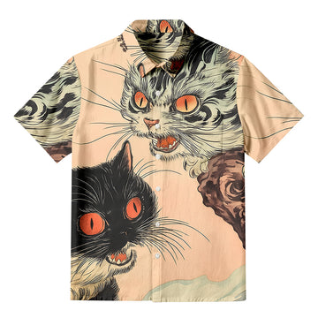 Personality fashionGhost Cat Riot Button-up Shirt