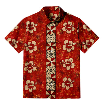Personality fashionPassionate Red & Floral Charm Button-up Shirt