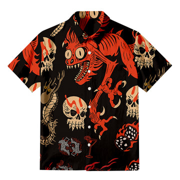Retro Halloween Fusion Button-up Shirt