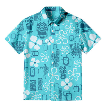 Personality fashionHula Girl Blue Button-up Shirt