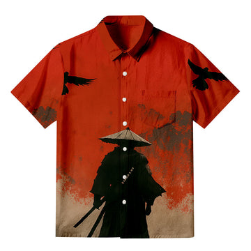 Personality fashionBlood Night Samurai Button-up Shirt