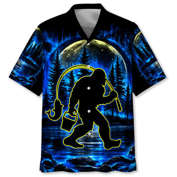 Bigfoot Fishing Hawaiian Shirt