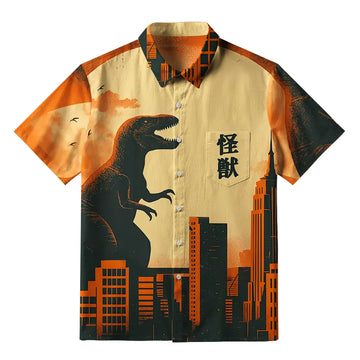 Personality fashion  Monster In The City Button-up Shirt