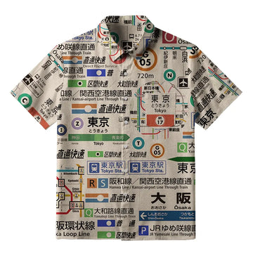 Personality fashion  Tokyo Train Lines Button-up Shirt