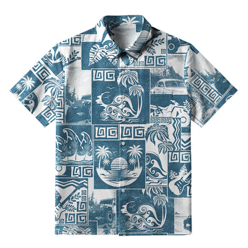Personality fashion  Tropical Island Collage Button-up Shirt