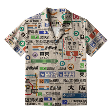 Personality fashion  Tokyo Train Lines Aloha Hawaiian Shirt