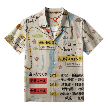 Personality fashion  Tokyo's Famous Attractions Roadmap Aloha Hawaiian Shirt