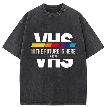 Personality fashion VHS Vintage Japanese Washed T-Shirt