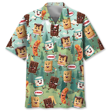 Stay Toasty â€?S’mores Chocolate Camping Hawaiian Shirt