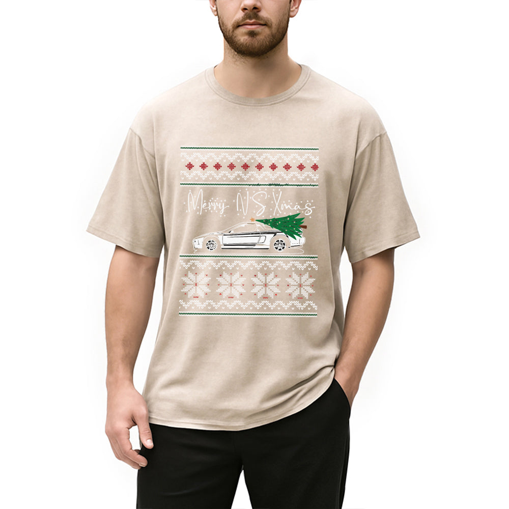 Personality fashion Japanese Sports Car JDM Christmas Washed T-Shirt