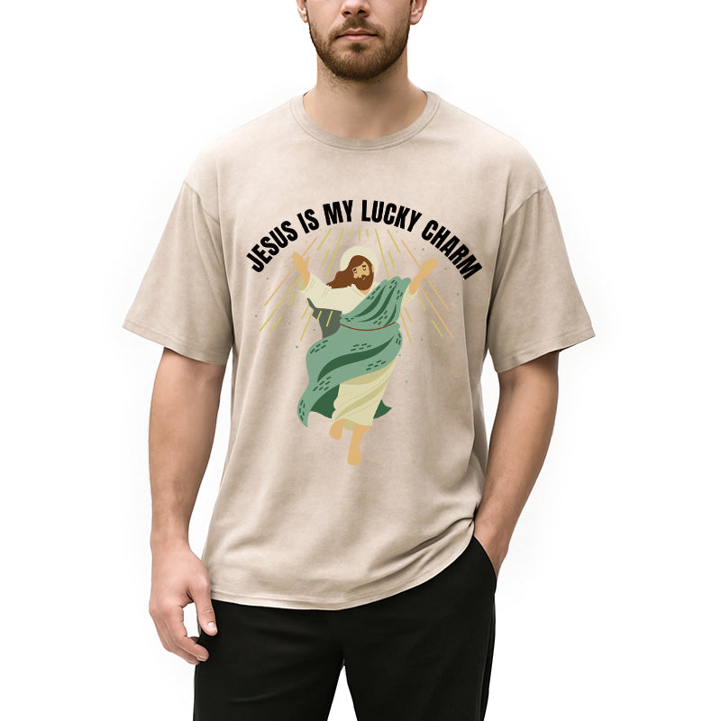 Personality fashion Christian St. Patricks Day Washed T-Shirt