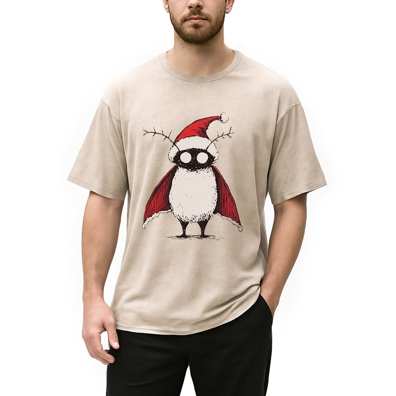 Personality fashion Mothman Christmas Washed T-Shirt