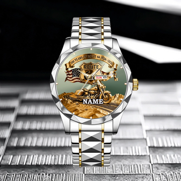 100 Years Of Route 1926-2026 Customized Watch - Personalized Name - Gift For Bikers, Patriot