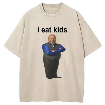Personality fashion I Eat Kids Meme Washed T-Shirt