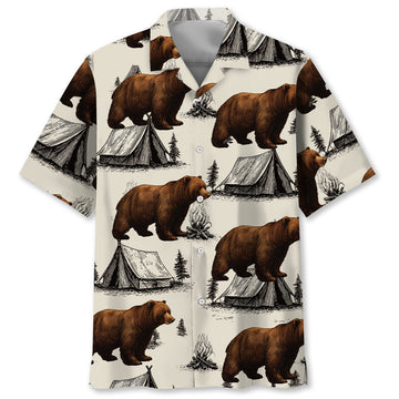 Bear Camping Vintage Hawaiian Shirt