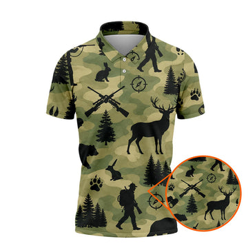 Hunting Camo Polo Shirt Deer Bear Hunting shirt For men