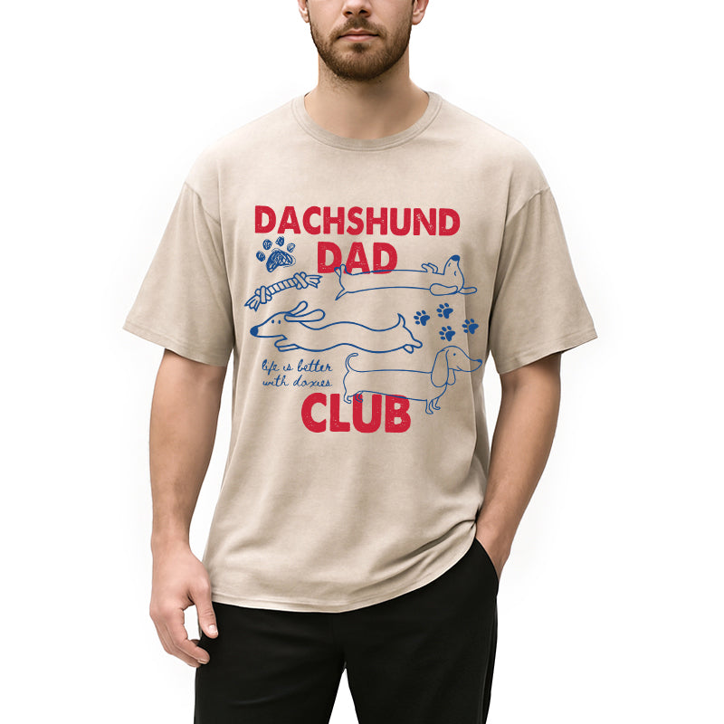 Personality fashion Dachshund Dad Club Washed T-Shirt