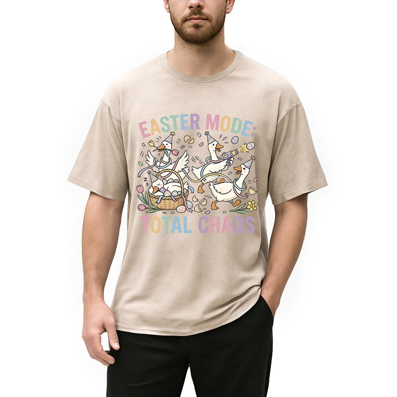 Personality fashion Easter Goose Washed T-Shirt