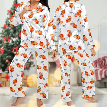 Aperol Spritz Watercolor Pajama Set, Watercolor Cocktail Pajamas Set Kids