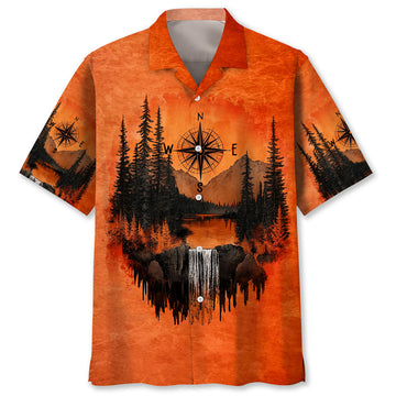 Into The Mountains I Go Orange Hawaiian Shirt
