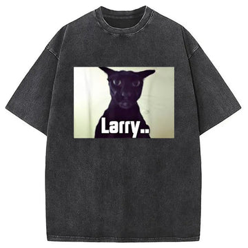 Personality fashion Evil Larry Meme Larry Cat Meme Washed T-Shirt