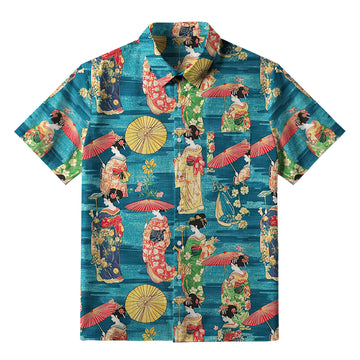 Personality fashion  Japanese Geisha Button-up Shirt