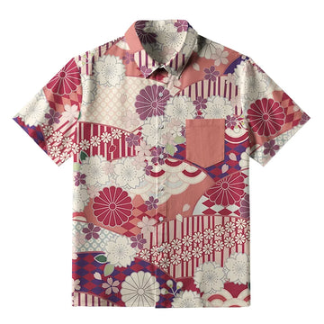 Personality fashion  A Floral Fusion Button-up Shirt