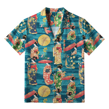 Personality fashion  Japanese Geisha Aloha Hawaiian Shirt
