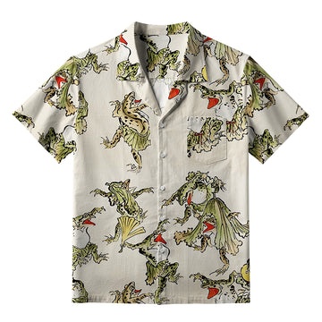 Personality fashion  Frog Dance Aloha Hawaiian Shirt