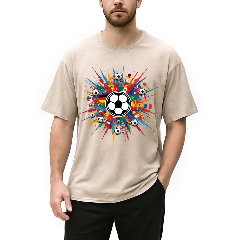 Personality fashion International Soccer Flags Washed T-Shirt