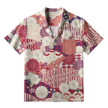 Personality fashion  A Floral Fusion Aloha Hawaiian Shirt