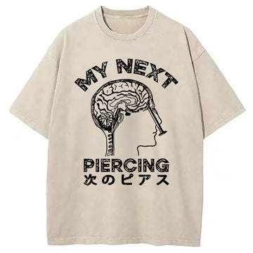 Personality fashion Next Piercing Surgery Washed T-Shirt