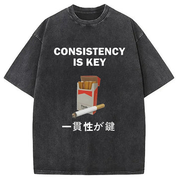 Personality fashion Consistency Is Key Cigarette Washed T-Shirt