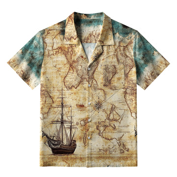 Personality fashion  Nautical Chart Aloha Hawaiian Shirt