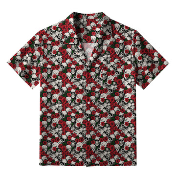 Personality fashion  Gothic Skulls And Roses Aloha Hawaiian Shirt