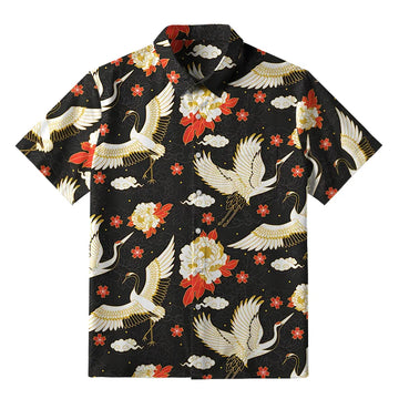 Personality fashion  Celestial Cranes And Blossoms Button-up Shirt