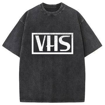 Personality fashion VHS Logo Washed T-Shirt