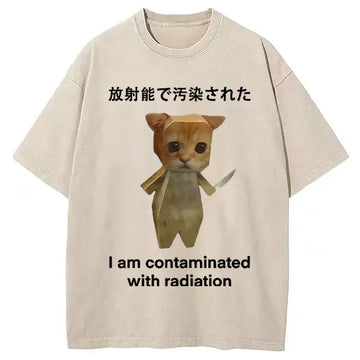 Personality fashion Kitten Contaminated By Radiation Washed T-Shirt