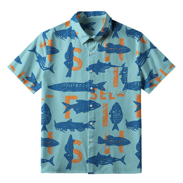 Personality fashion  Different Types Of Fish Button-up Shirt