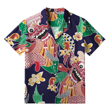 Personality fashion  Japanese Demon Mask Aloha Hawaiian Shirt