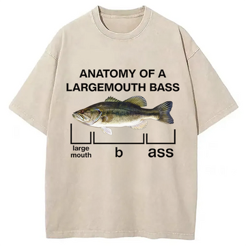 Personality fashion Anatomy Of A Large Mouth Bass Fish Washed T-Shirt