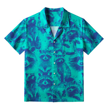 Personality fashion  Playful Raccoon Frenzy Aloha Hawaiian Shirt