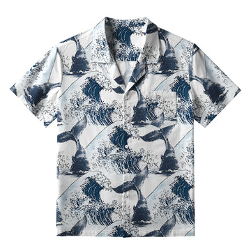 Personality fashion  Whale Tail Wave Art Aloha Hawaiian Shirt