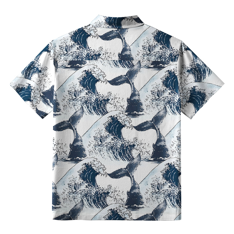 Whale Tail Wave Art Aloha Hawaiian Shirt