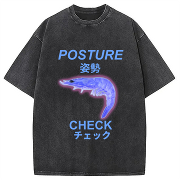 Personality fashion Posture Check Washed T-Shirt