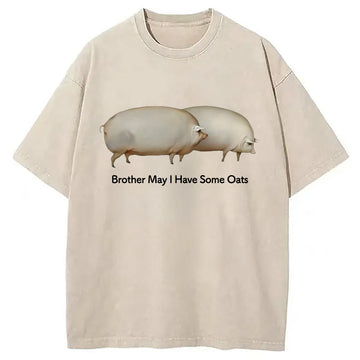 Personality fashion Brother May l Have Some Oats Meme Washed T-Shirt