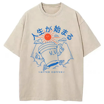 Personality fashion Life Begins After Coffee Washed T-Shirt
