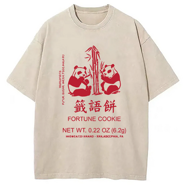 Personality fashion Fortune Cookie Washed T-Shirt